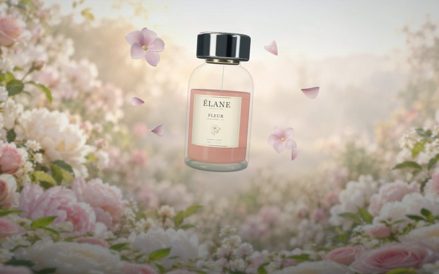 3つの香りを花・霧・森の世界で選ぶÉLANEのパソコン表示