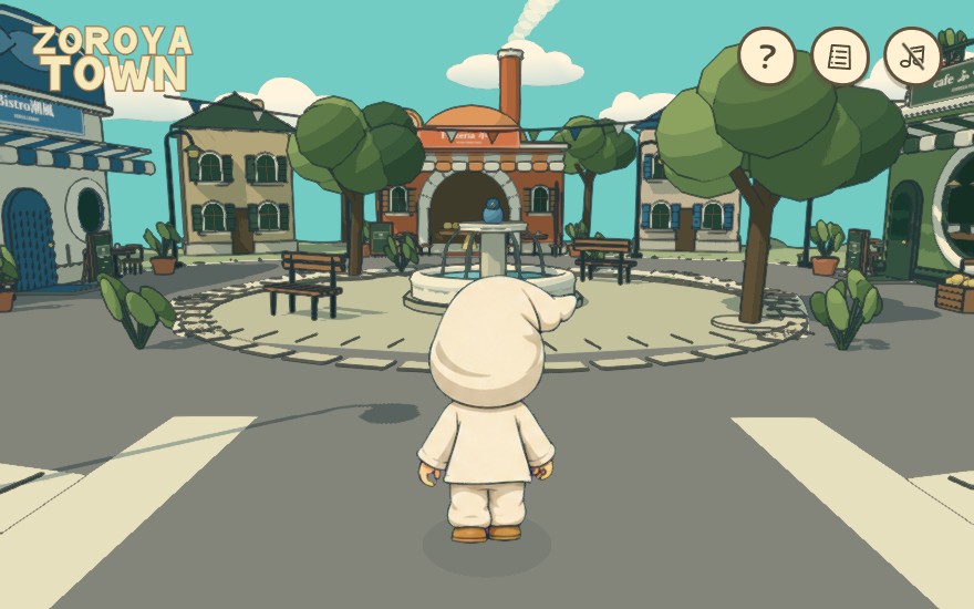 小人と3つのお店を歩いて巡るZOROYA TOWN（パソコン表示）