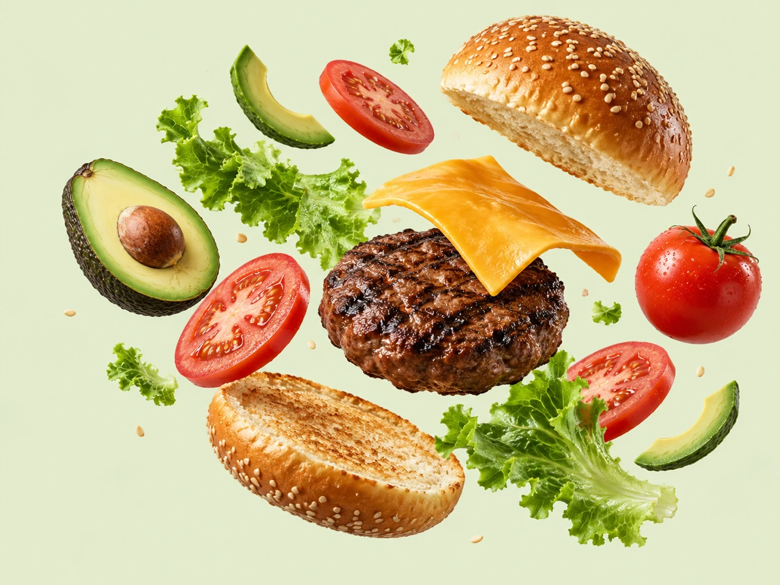 バンズ、パティ、野菜。バーガーをつくる食材たち。