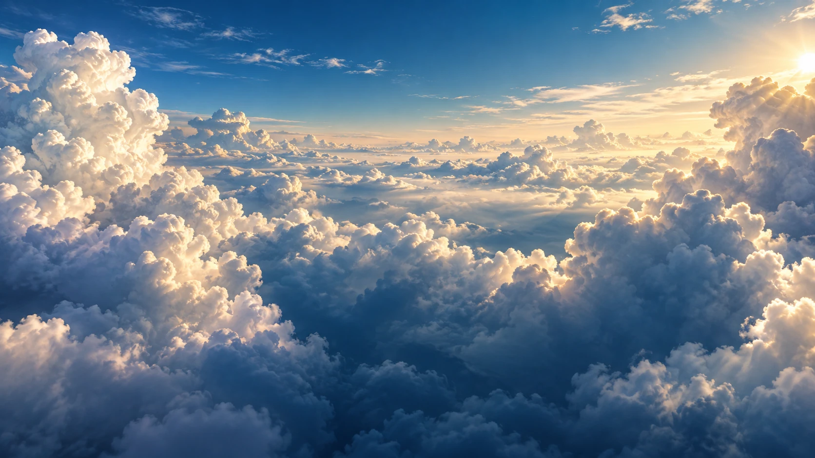 朝の光と陰影が広がる立体的な雲海