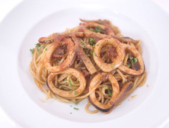 スパゲッティ 漁火風いかの沖漬