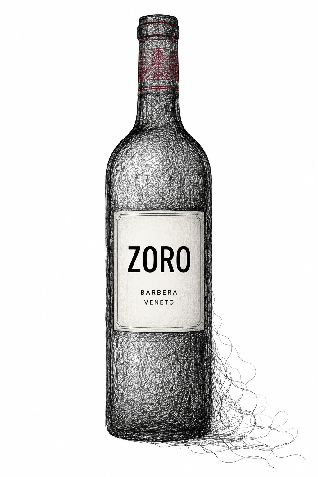 細い黒い線で描かれたZOROのボトル