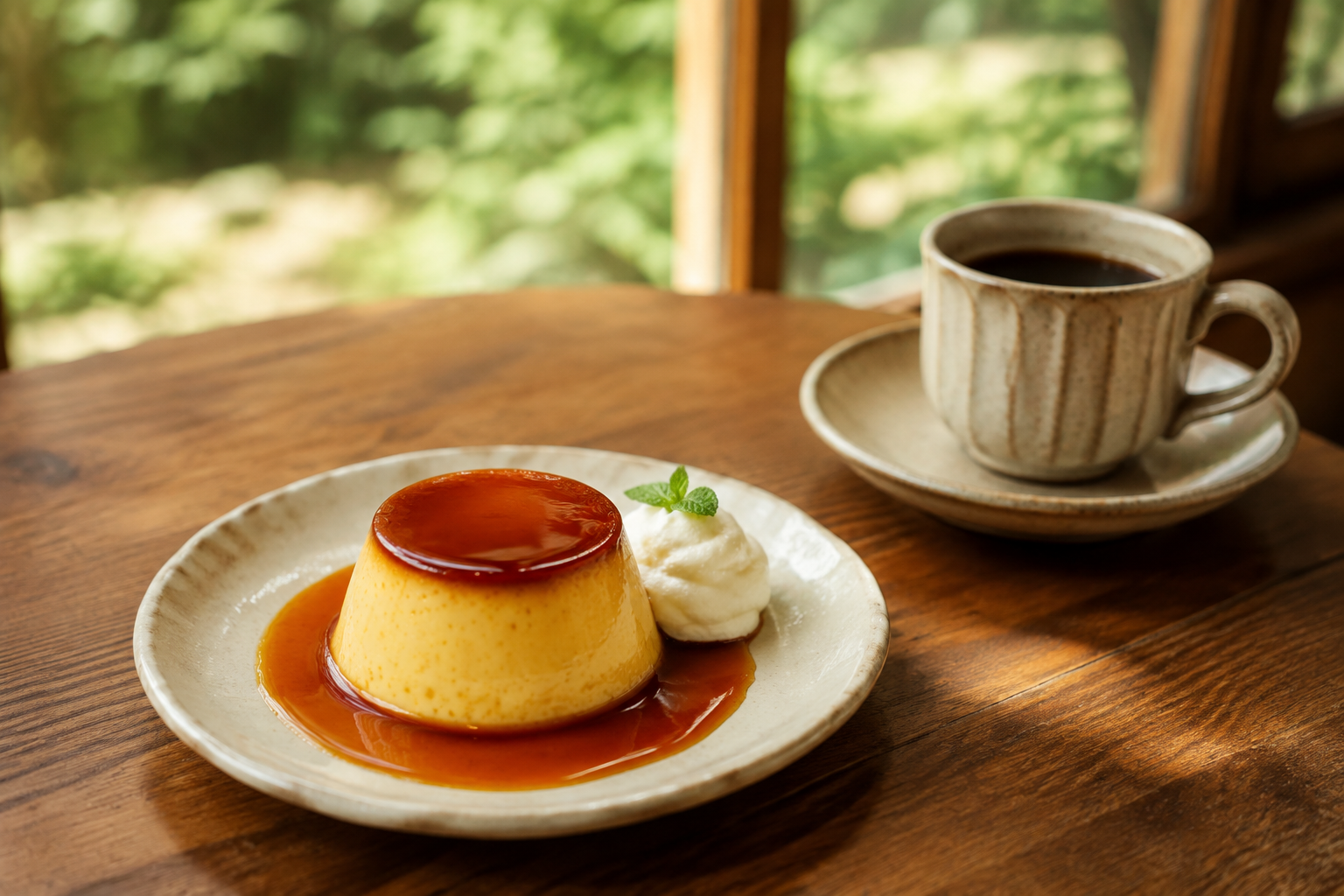 自家製プリンと淹れたての珈琲