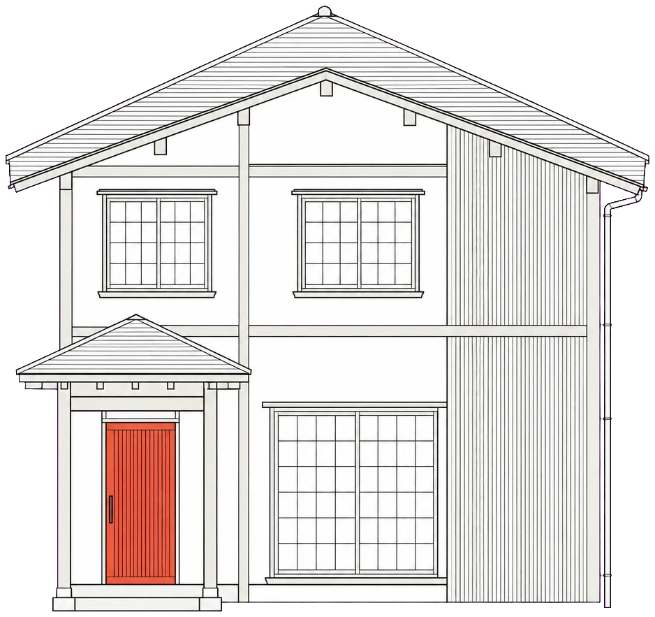 2階建ての家の立面図