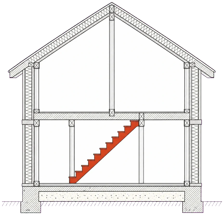 2階建て住宅の断面図