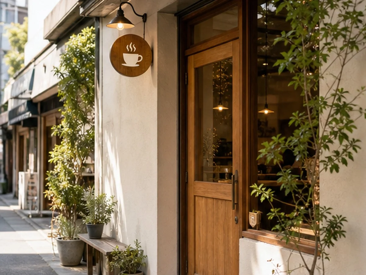 商店街に面した外観