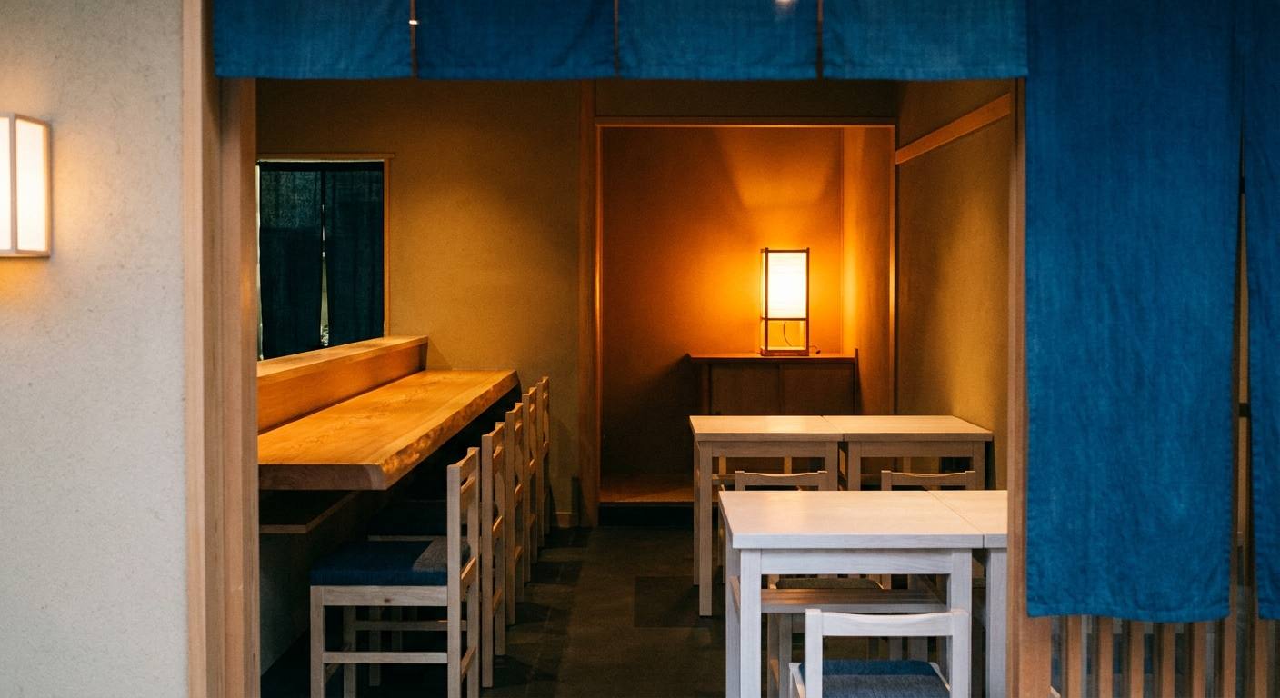 行灯のともる店内