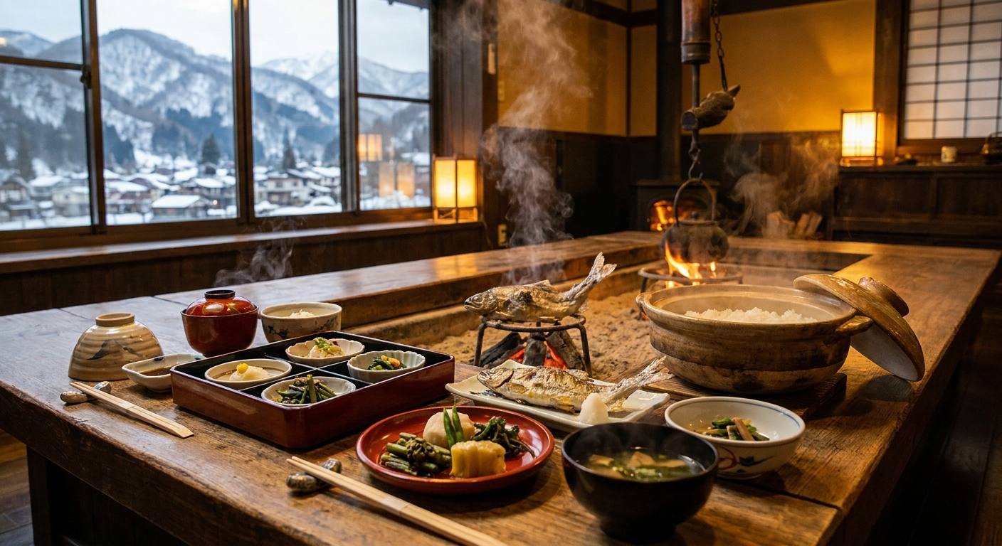 その日の朝の素材で支度した夕餉の膳