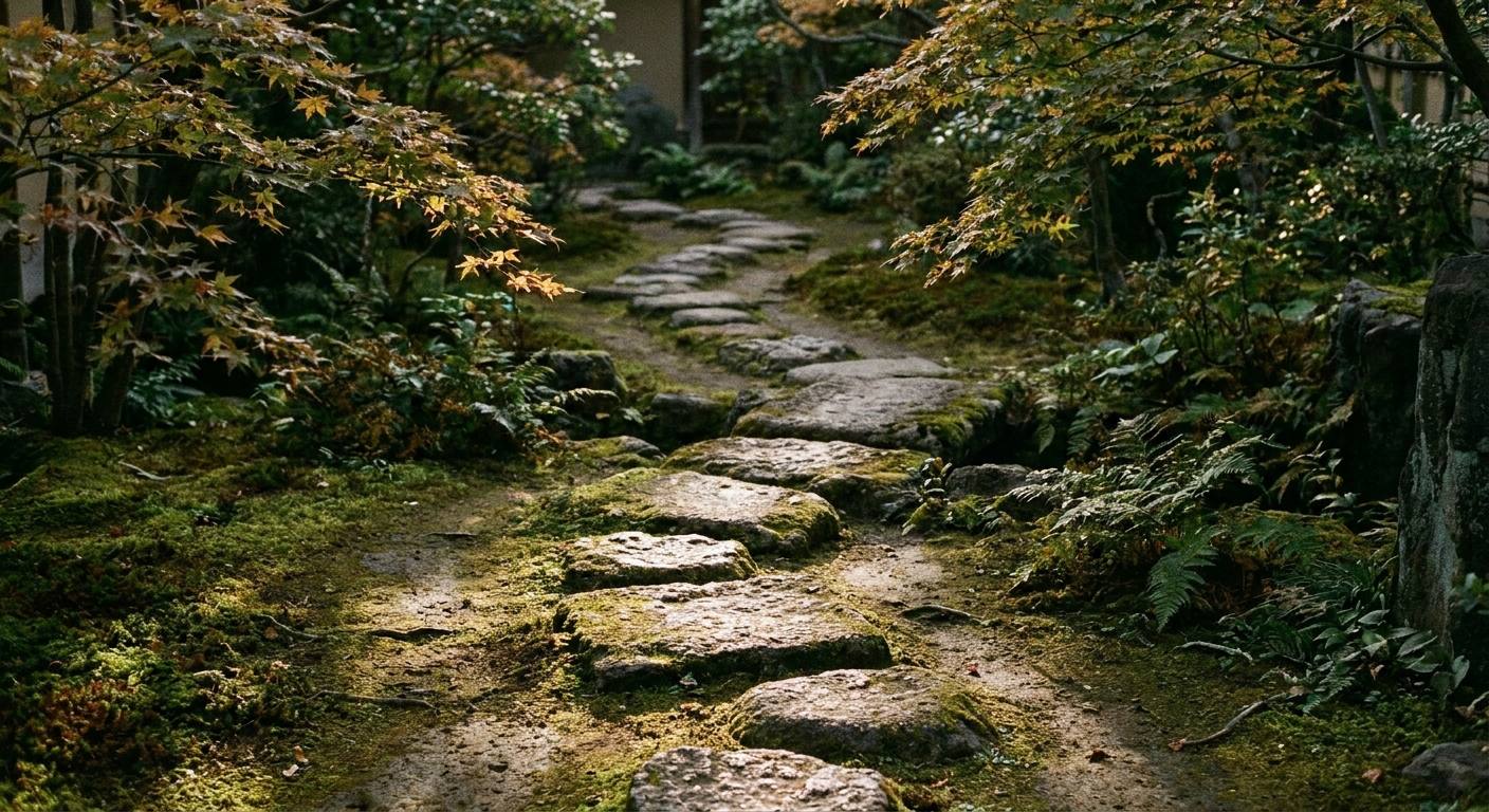 苔むした露地の飛石