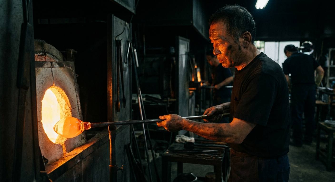 炉の前の職人