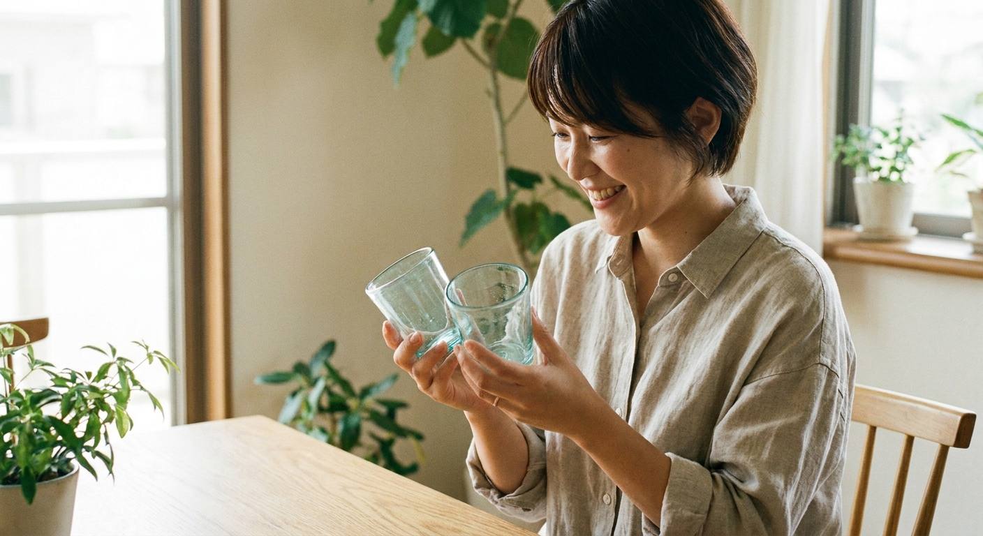 グラスを持つお客さま