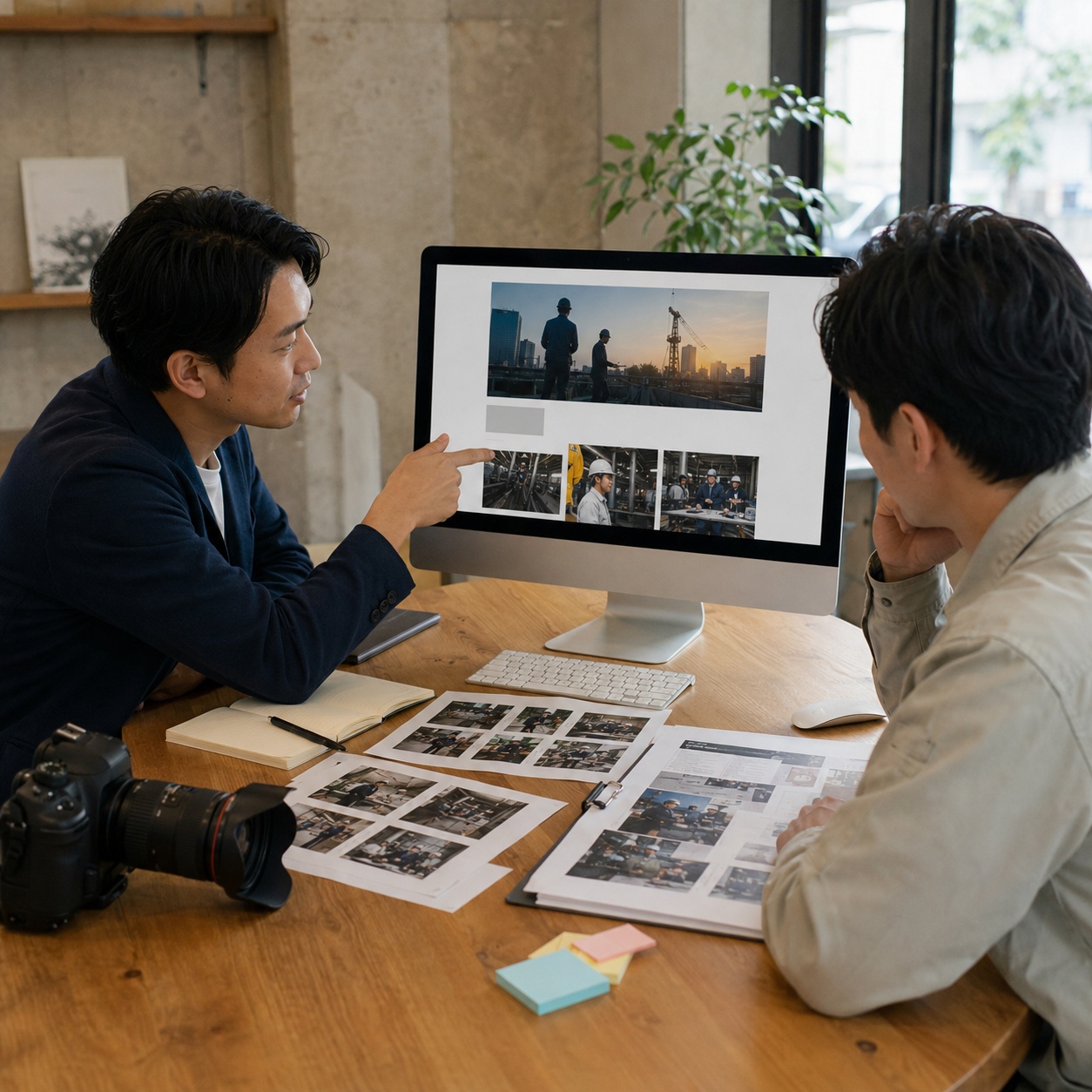 採用サイトと採用動画を企画する様子
