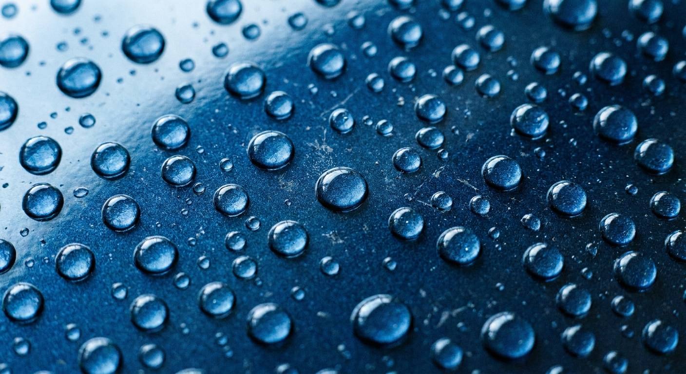 撥水コーティング後に水滴が弾く塗装面