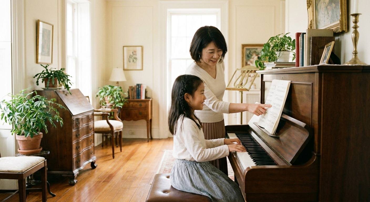 国分寺・おとのは音楽教室でのこどものピアノレッスンの様子