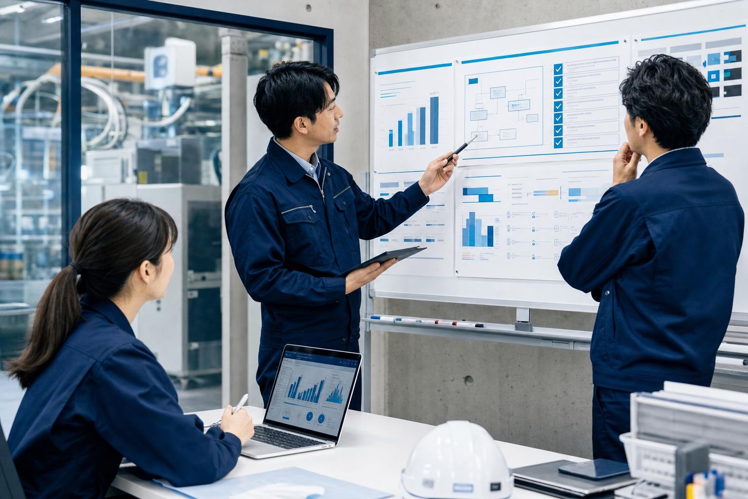 製造業で業務改善を話し合う様子
